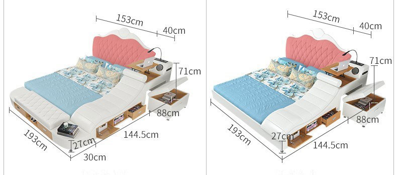Kích thước giường thông minh GTM13 bản giản lược 